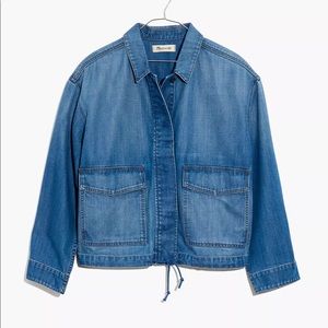 Madewell Denim Drawstring Military Shirt Jacket